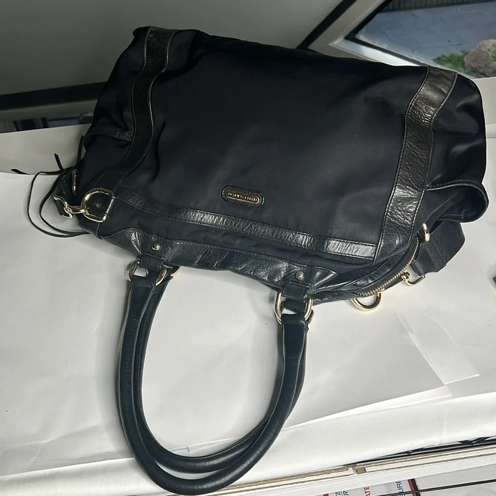 Rebecca Minkoff Knocked Up Diaper Bag Black Nylon & Leather